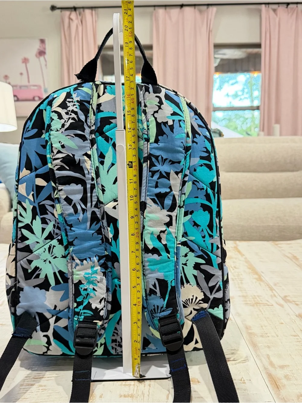VERA BRADLEY Campus Backpack Retired Camofloral Laptop Green Blue Black Floral
